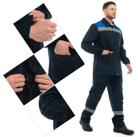 Костюм СПЕЦИАЛИСТ 100% ХБ СОП с БР (синий/васильковый)