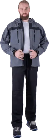 Куртка СОФТШЕЛЛ (серый/черный)