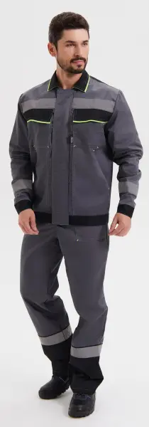 Костюм СИСТЕМА с БР (т.серый/черный/лимонный)