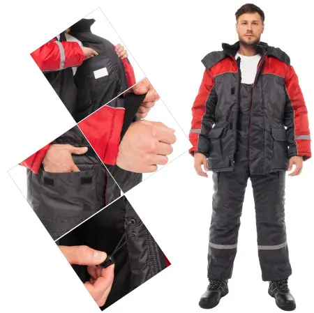 Костюм БАЛТИКА зимний с ПК (т.серый/красный)