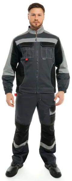 Костюм ФОРМУЛА КОТТОН ФП2 с ПК (т.серый/св.серый/черный)