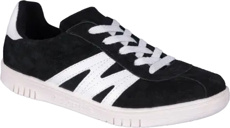 Туфли кроссовые ПВХ замша (черный/белый)