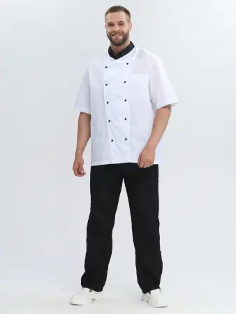 Костюм повара ШОКОЛАД с коротким рукавом (черный/белый)