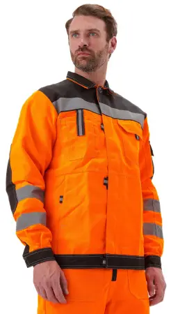 Костюм ПРОТЕКТ-ЛЮКС сигнальный с ПК (оранжевый/черный)