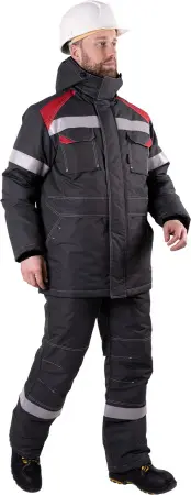 Костюм СТАРАТЕЛЬ ИМПОРТ зимний с БР (серый/красный)