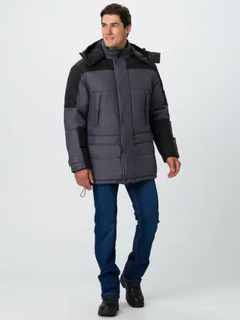 Куртка ПРЕМИУМ зимняя (т.серый меланж/черный)