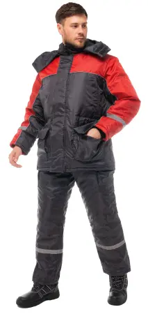 Костюм БАЛТИКА зимний с ПК (т.серый/красный)