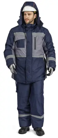 Костюм ФРЕЙЗЕР с ПК утепленный (т.синий/серый)