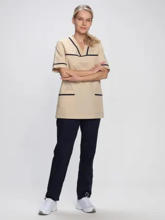 Костюм ИРИС женский с БР (бежевый/т.синий) женские медицинские