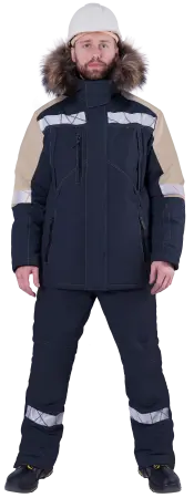 Куртка ХАЙ-ТЕК SAFETY зимняя (синий/бежевый)