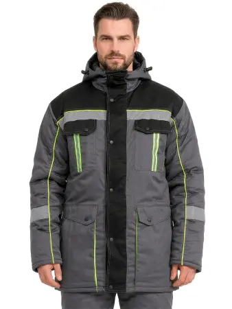 Костюм RONTA KS580 зимний с ПК (т.серый/черный/лайм)
