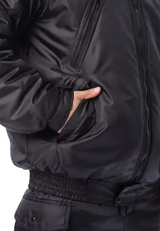 Куртка ОХРАНА зимняя на поясе с капюшоном (черный)