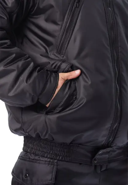 Куртка ОХРАНА зимняя на поясе с капюшоном (черный)