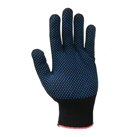 Перчатки нейлоновые тонкие c ПВХ миниточка 3-нити 13 класс (черный)