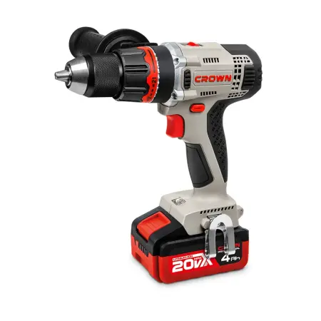 Аккумуляторный шуруповерт CROWN CT21076HMX-4 BMC 20В B3+ 2х4.0Ач 400/1500об/мин