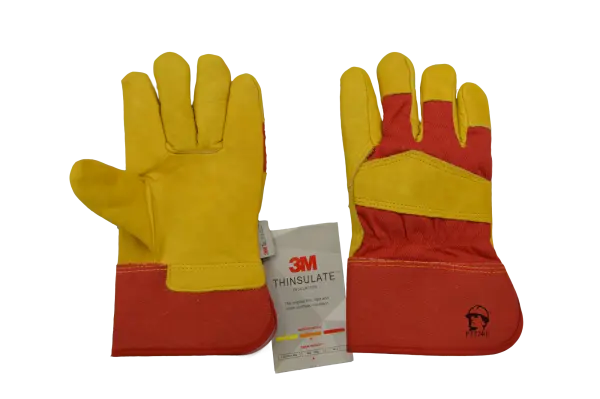 Перчатки РОСМАРКА 2401 кожаные комбинированные Thinsulate (желтый/красный)