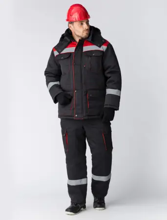 Костюм ТИТАН зимний с ПК (черный/красный)