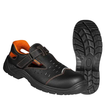Полуботинки МАСТЕР ПУ кожаные с перфорацией с МП (черный/оранжевый)
