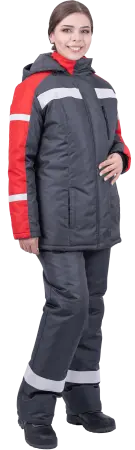 Костюм РОУД женский зимний с ПК (т.серый/красный)