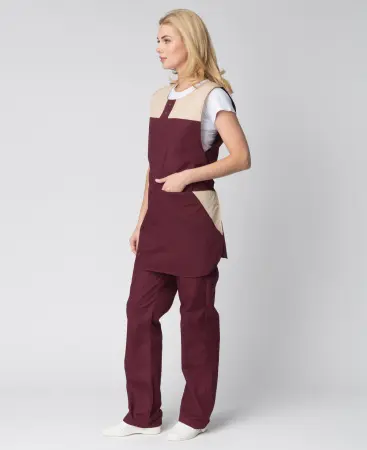 Фартук-сарафан, бордовый/бежевый