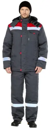 Костюм ТИМБЕР РФ зимний с ПК (т.серый/красный)