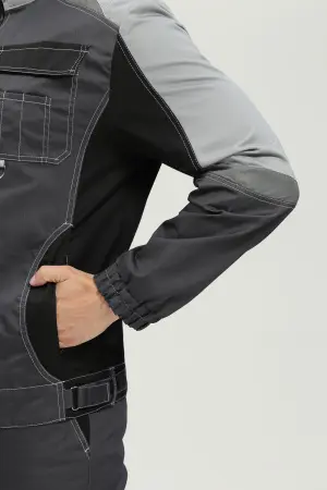 Костюм ВЕКТРОН-2 с ПК (т.серый/св.серый/черный)