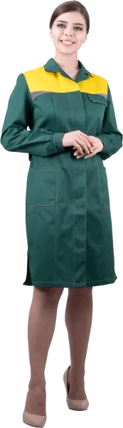 Халат КМ-10 ЛЮКС женский (зеленый/желтый)