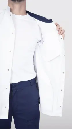 Блуза ЛОРД с коротким рукавом (белый/синий) мужские медицинские