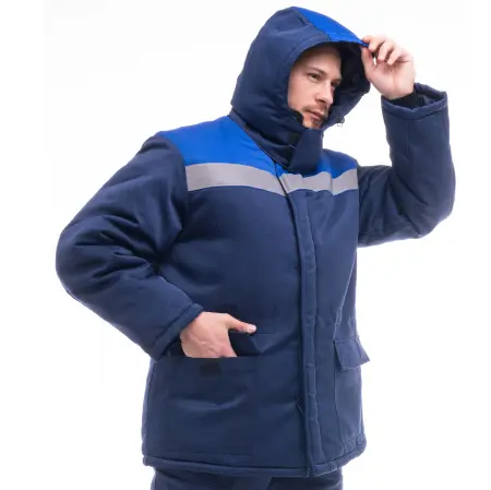 Куртка БРИГАДИР зимняя с манжетами с СОП (т.синий/васильковый)