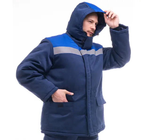 Куртка БРИГАДИР зимняя с манжетами с СОП (т.синий/васильковый)