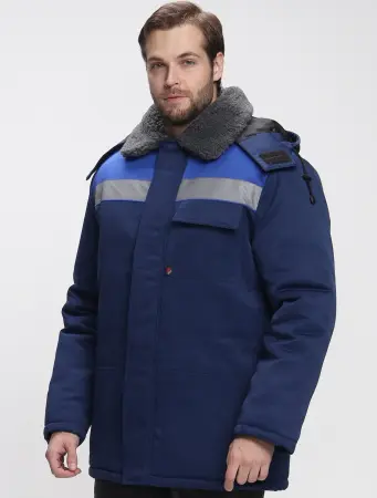 Куртка БРИГАДА NEW Смесовая зимняя (т.синий/васильковый)