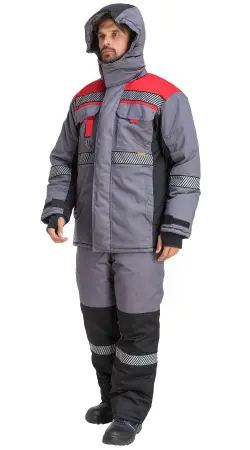 Костюм RONTA KS581 зимний с СОП (т.серый/красный/черный)