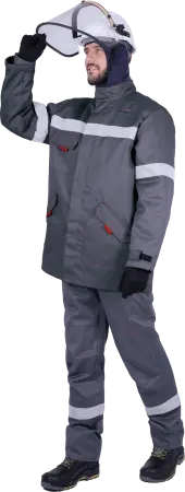 Куртка-накидка ЭЛЕКТРОСТОП ТЕРМО усиленная ЗЭТВ 36.4 (серый/красный)