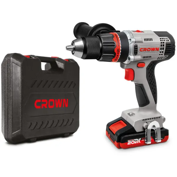 Аккумуляторный шуруповерт CROWN CT21076HMX-2 BMC 20В B3+ 2х2.0Ач 400/1500об/мин Аккумуляторный шуруповерт CROWN CT21076HMX-2 BMC 20В B3+ 2х2.0Ач 400/1500об/мин