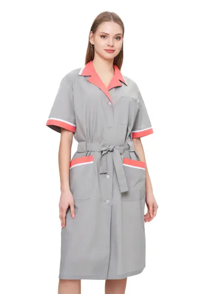 Халат ПРИБОЙ женский (св.серый/коралловый/белый)
