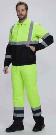 Костюм ДОРОЖНИК с укороченной курткой с ПК (лимонный/черный)