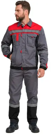 Костюм RONTA KS261 с БР (т.серый/красный/черный)