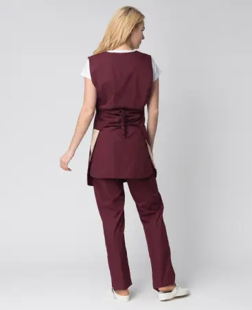 Фартук-сарафан, бордовый/бежевый