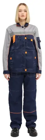 Костюм РОЛЬФ женский с БР (т.синий/св.серый/оранжевый)