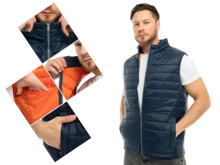 Жилет J-01 зимний (синий/оранжевый)