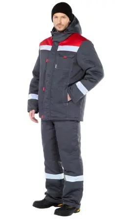 Костюм ТИМБЕР РФ зимний с ПК (т.серый/красный)