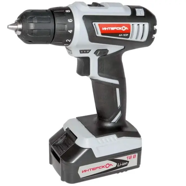 Аккумуляторная дрель-шуруповерт ИНТЕРСКОЛ ДА-18ЭР 536.0.2.02 18В 38Нм 2х1.5А/ч Аккумуляторная дрель-шуруповерт ИНТЕРСКОЛ ДА-18ЭР 536.0.2.02 18В 38Нм 2х1.5А/ч