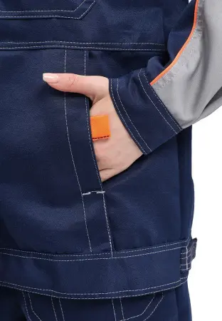 Костюм РОЛЬФ женский с БР (т.синий/св.серый/оранжевый)