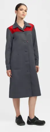 Халат ЛИГОР женский (т.серый/красный)