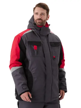 Костюм ВЕКТОР зимний с ПК (т.серый/черный/красный)