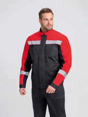 Костюм БРИГОТЕК-1 СОП с БР (т.серый/красный)