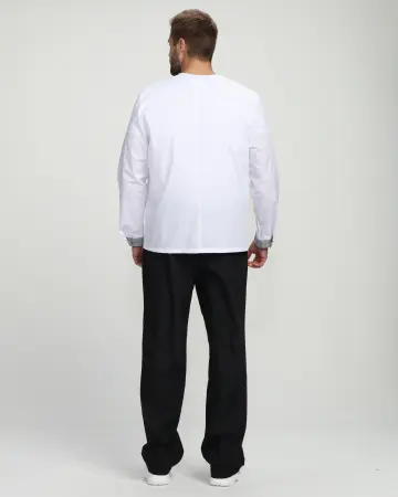 Костюм повара ШЕФ-2 (белый/черный/принт-клетка)