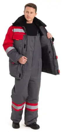 Костюм НОВА зимний с ПК (серый/красный)
