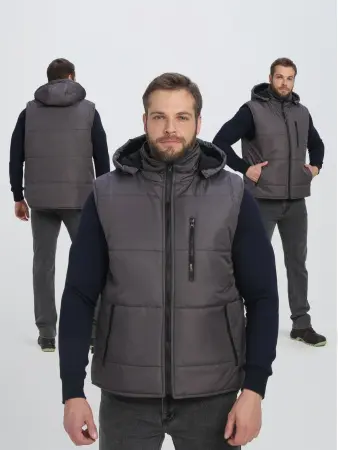 Жилет РЕСПЕКТ зимний с капюшоном (т.серый)