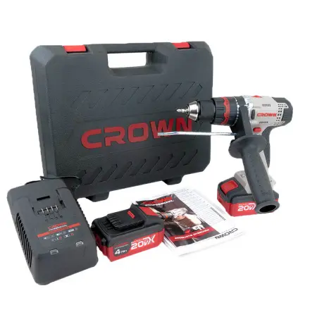 Аккумуляторный ударный шуруповерт CROWN CT21075HMX-4 BMC 20В 4Ач*2 60Нм